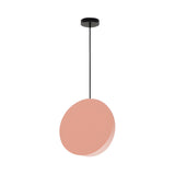 Minimalist Modern Sleek Black Metal Disc Pendant Light Image - 12