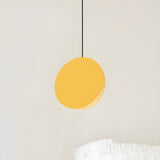 Minimalist Modern Sleek Black Metal Disc Pendant Light Image - 14