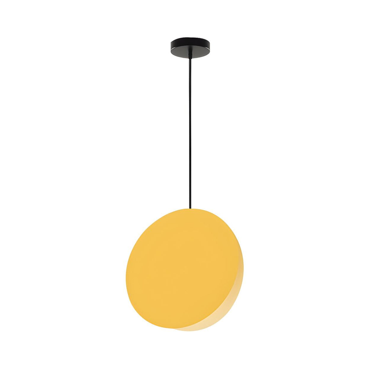 Minimalist Modern Sleek Black Metal Disc Pendant Light Image - 15