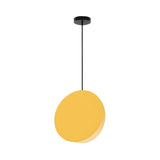 Minimalist Modern Sleek Black Metal Disc Pendant Light Image - 15