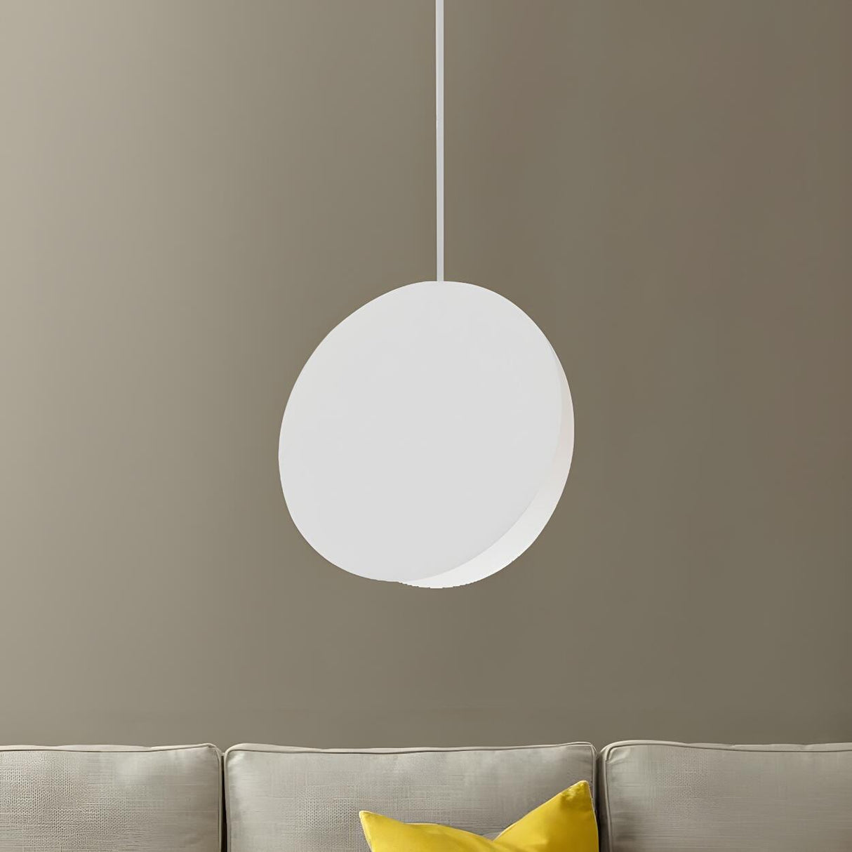 Minimalist Modern Sleek Black Metal Disc Pendant Light Image - 16