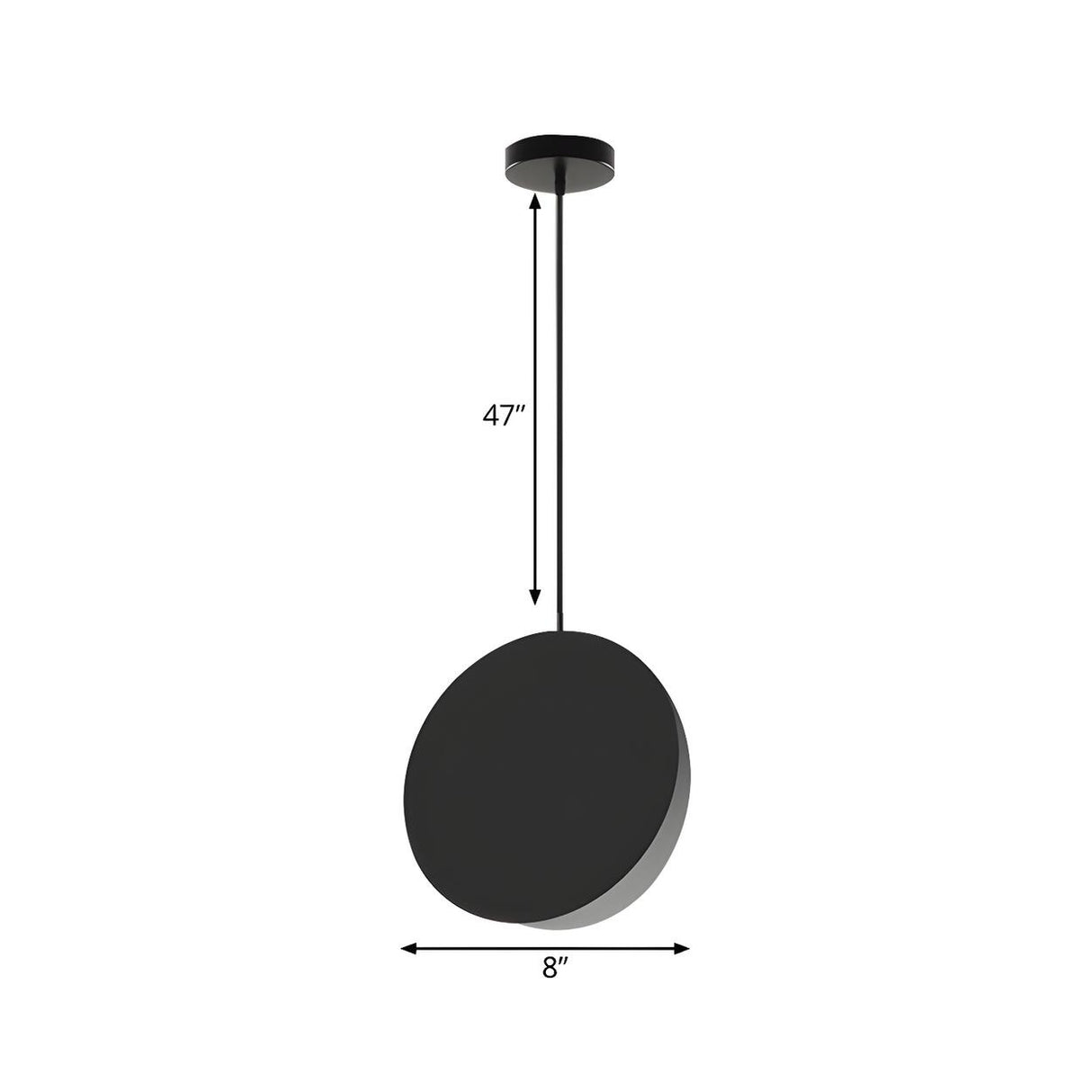 Minimalist Modern Sleek Black Metal Disc Pendant Light 