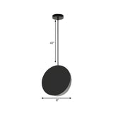 Minimalist Modern Sleek Black Metal Disc Pendant Light #size