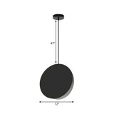 Minimalist Modern Sleek Black Metal Disc Pendant Light Image - 23