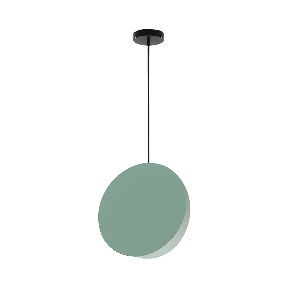 Minimalist Modern Sleek Black Metal Disc Pendant Light Image - 6