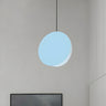 Minimalist Modern Sleek Black Metal Disc Pendant Light Image - 7