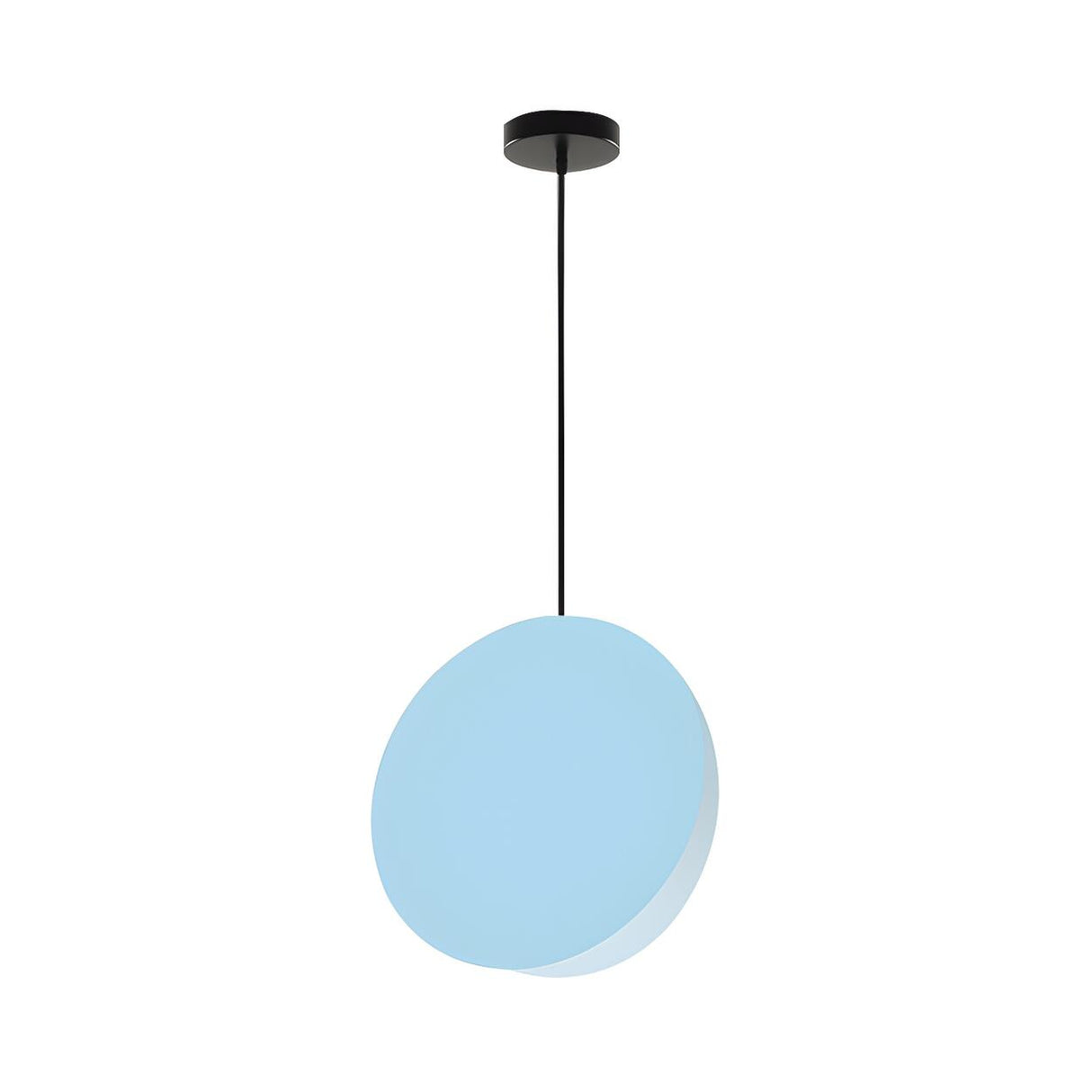 Minimalist Modern Sleek Black Metal Disc Pendant Light Image - 9