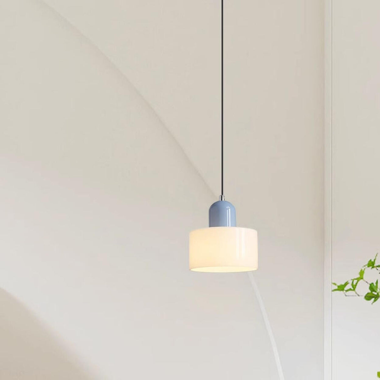 Minimalist Modern White Glass Cylinder Pendant Light Image - 1