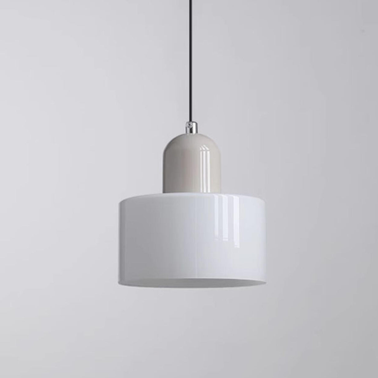 Minimalist Modern White Glass Cylinder Pendant Light Image - 10