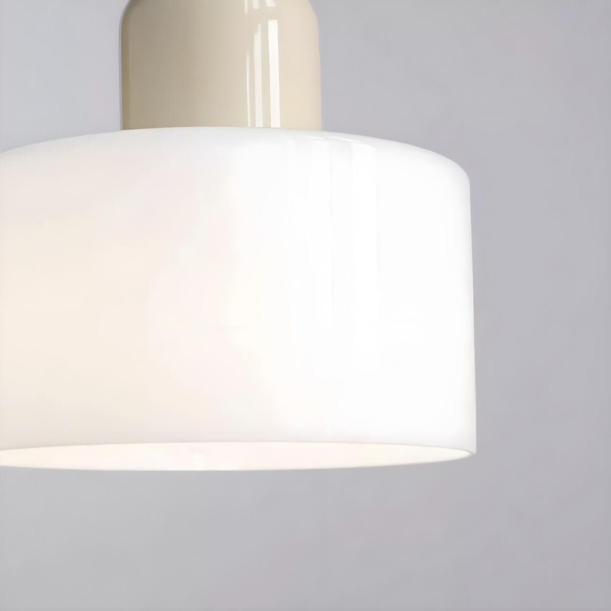 Minimalist Modern White Glass Cylinder Pendant Light Image - 14