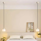 Minimalist Modern White Glass Cylinder Pendant Light Image - 16