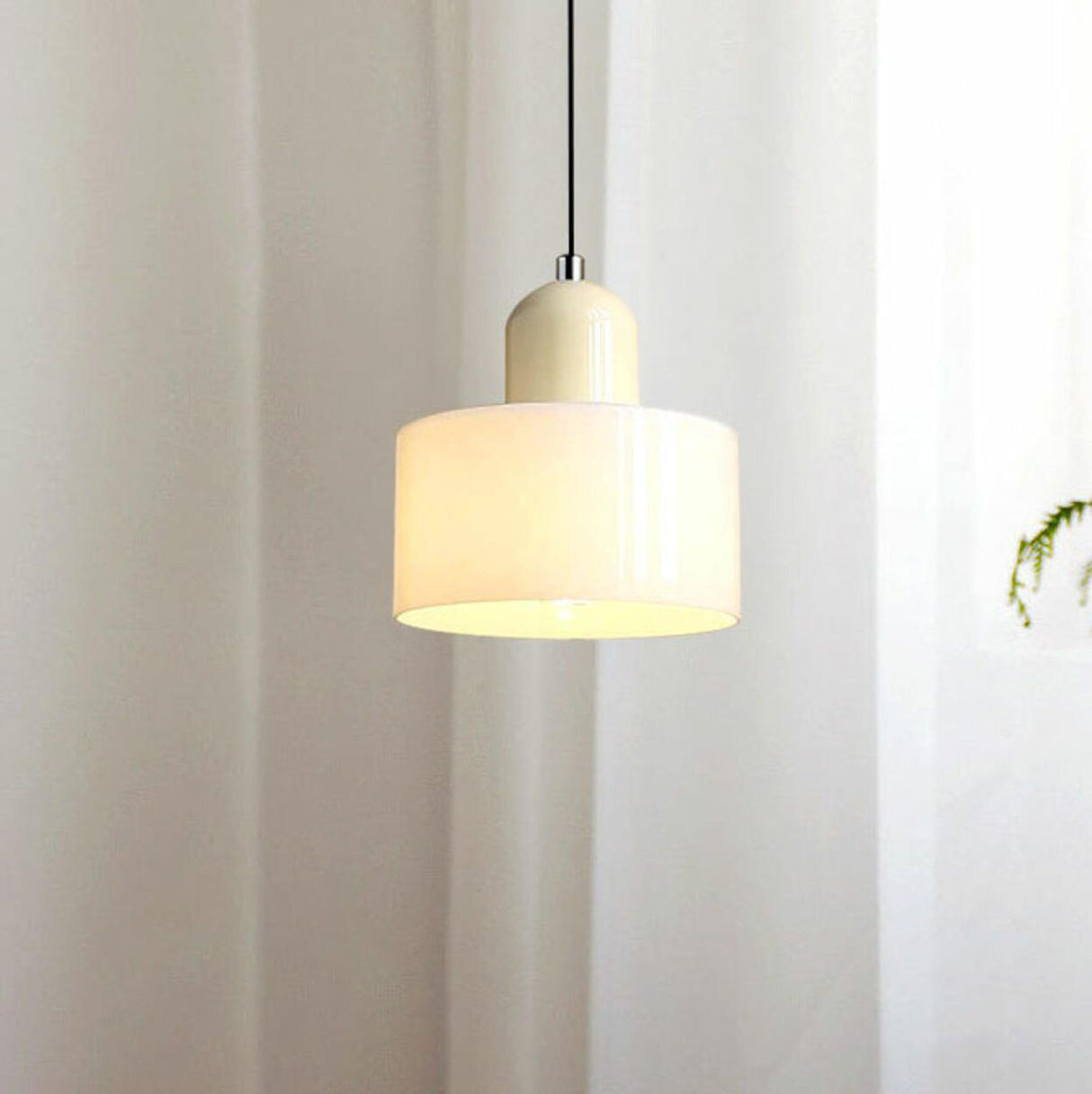 Minimalist Modern White Glass Cylinder Pendant Light Image - 17