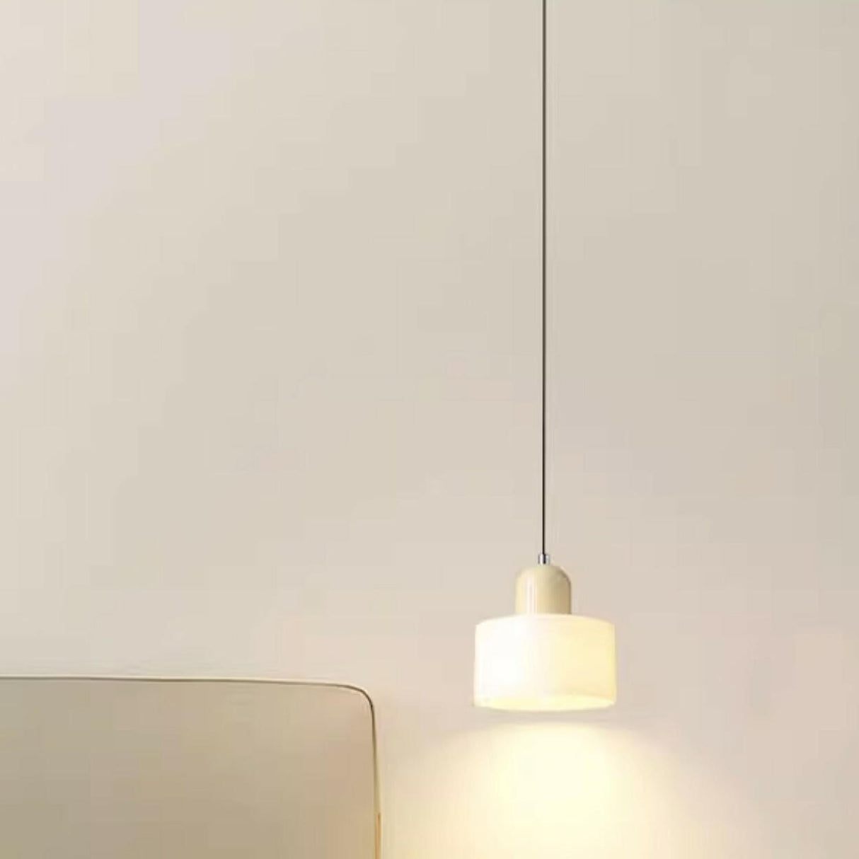 Minimalist Modern White Glass Cylinder Pendant Light Image - 18