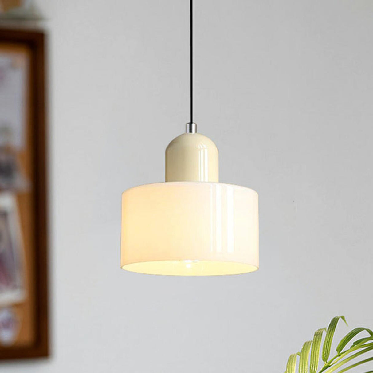 Minimalist Modern White Glass Cylinder Pendant Light Image - 3