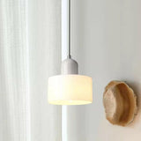 Minimalist Modern White Glass Cylinder Pendant Light Image - 6