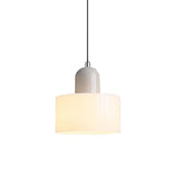 Minimalist Modern White Glass Cylinder Pendant Light Image - 8