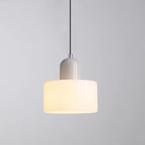 Minimalist Modern White Glass Cylinder Pendant Light Image - 9