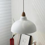 Minimalist Modern White Iron Dome Living Room Pendant Light Image - 3