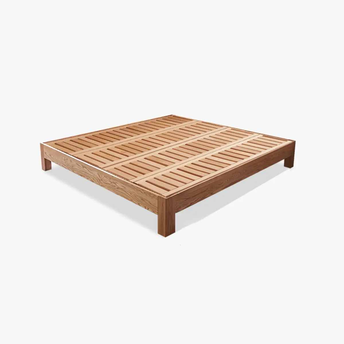 Minimalist Modern Wood Brown Queen Panel Bed Frame Image - 3