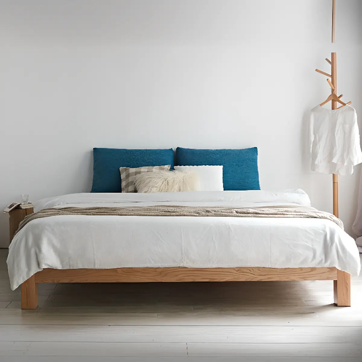 Minimalist Modern Wood Brown Queen Panel Bed Frame Image - 5