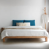 Minimalist Modern Wood Brown Queen Panel Bed Frame Image - 5