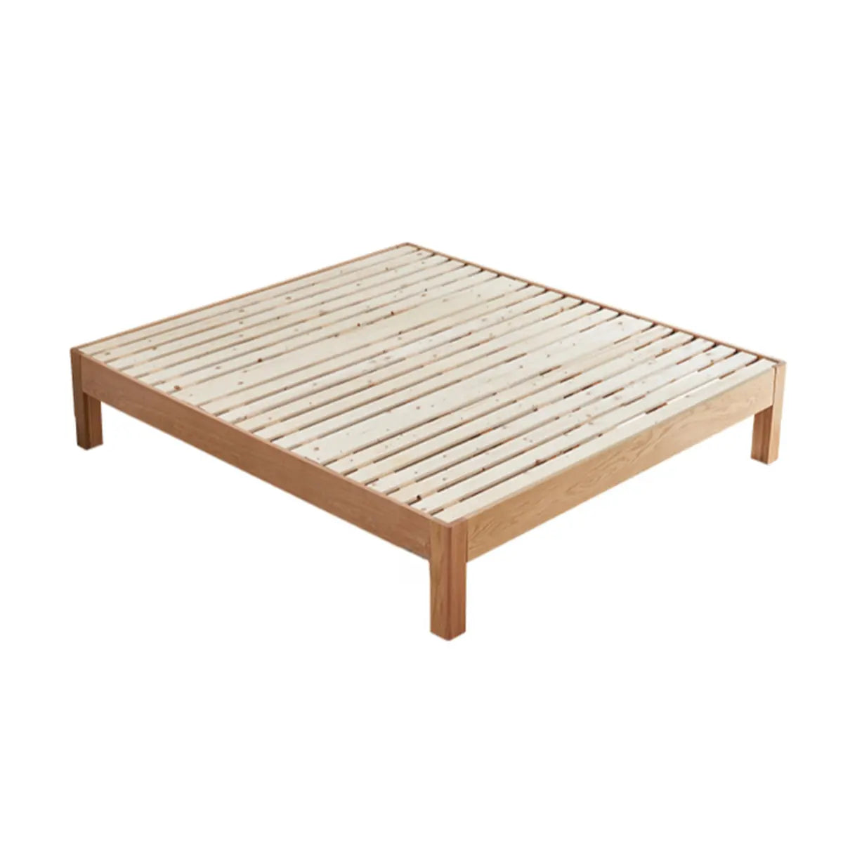 Minimalist Modern Wood Brown Queen Panel Bed Frame Image - 7