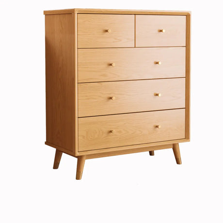 Minimalist Natural Rubberwood 5-Drawer Storage Dresser Image - 2