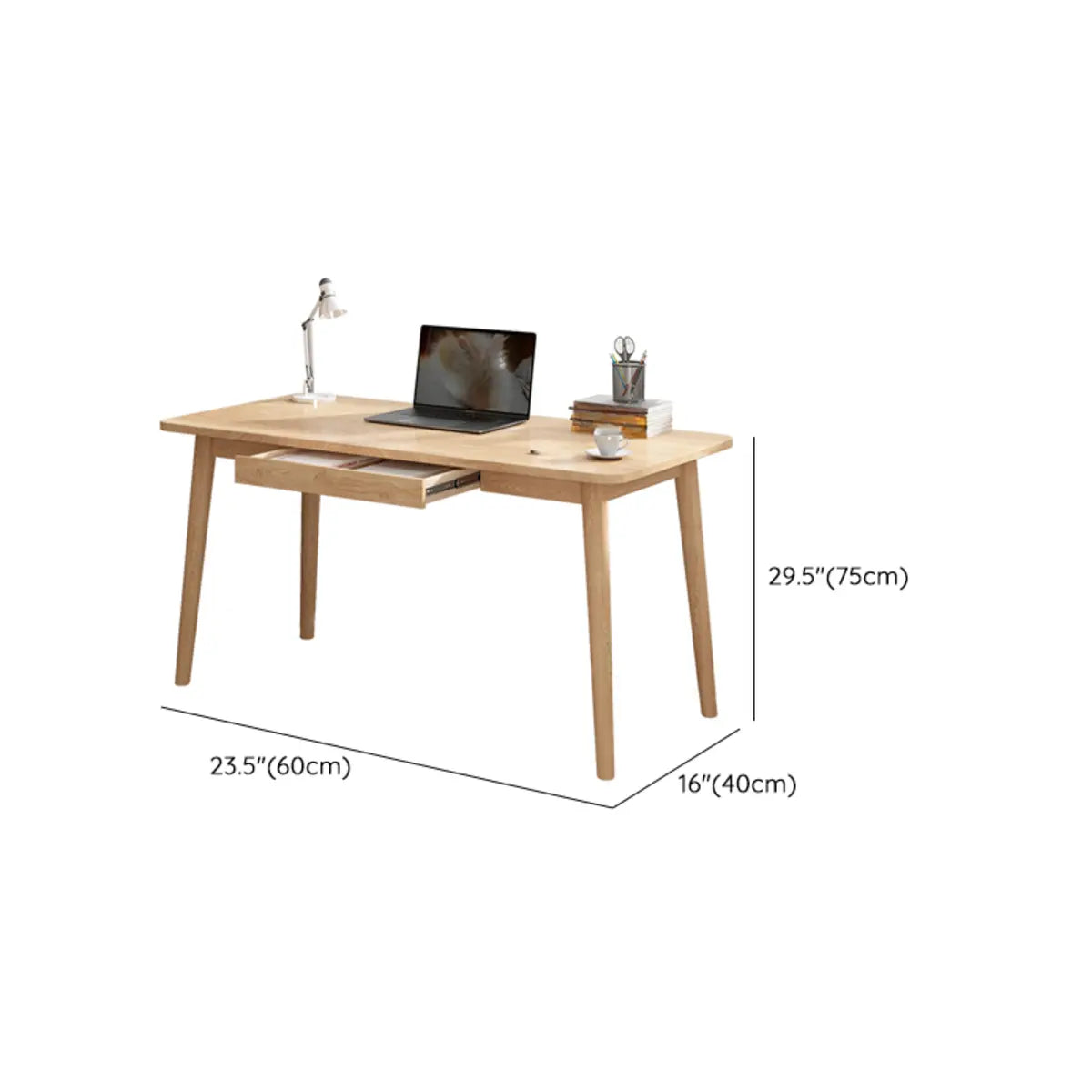 Minimalist Natural Wood Rectangle Drawers Computer Desk Image - 20