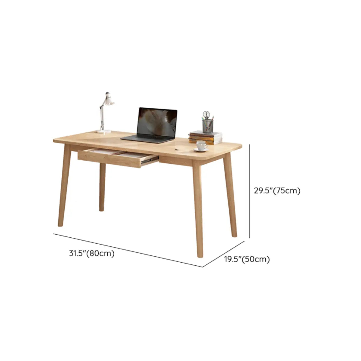 Minimalist Natural Wood Rectangle Drawers Computer Desk Image - 22