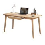 Minimalist Natural Wood Rectangle Drawers Computer Desk Image - 3