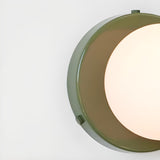 Minimalist Opal Glass Round Green LED Wall Sconce Image - 11