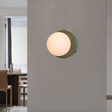 Minimalist Opal Glass Round Green LED Wall Sconce Image - 3