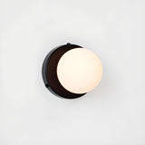 Minimalist Opal Glass Round Green LED Wall Sconce Image - 9