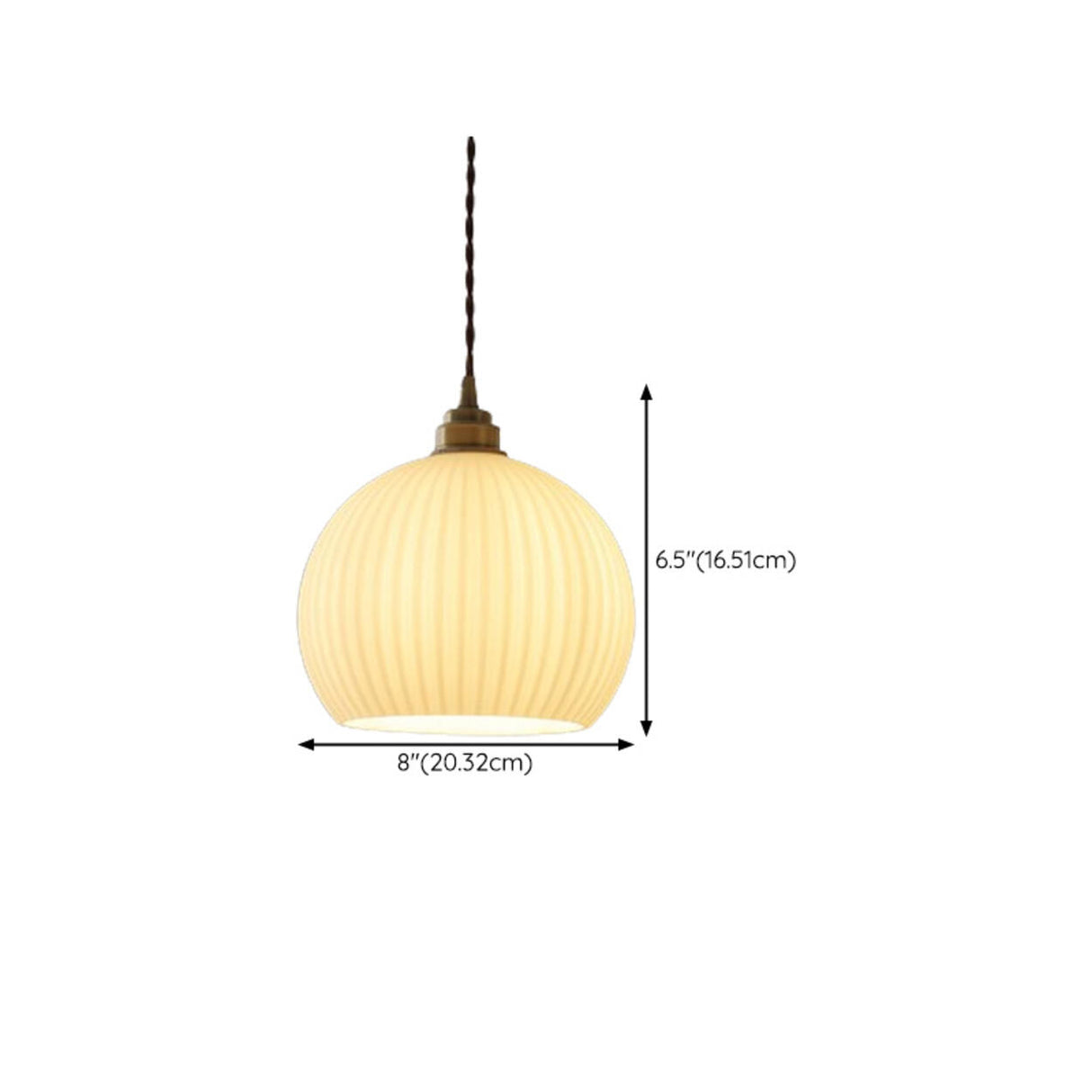 Minimalist Opal Ribbed Glass Globe Pendant Light 