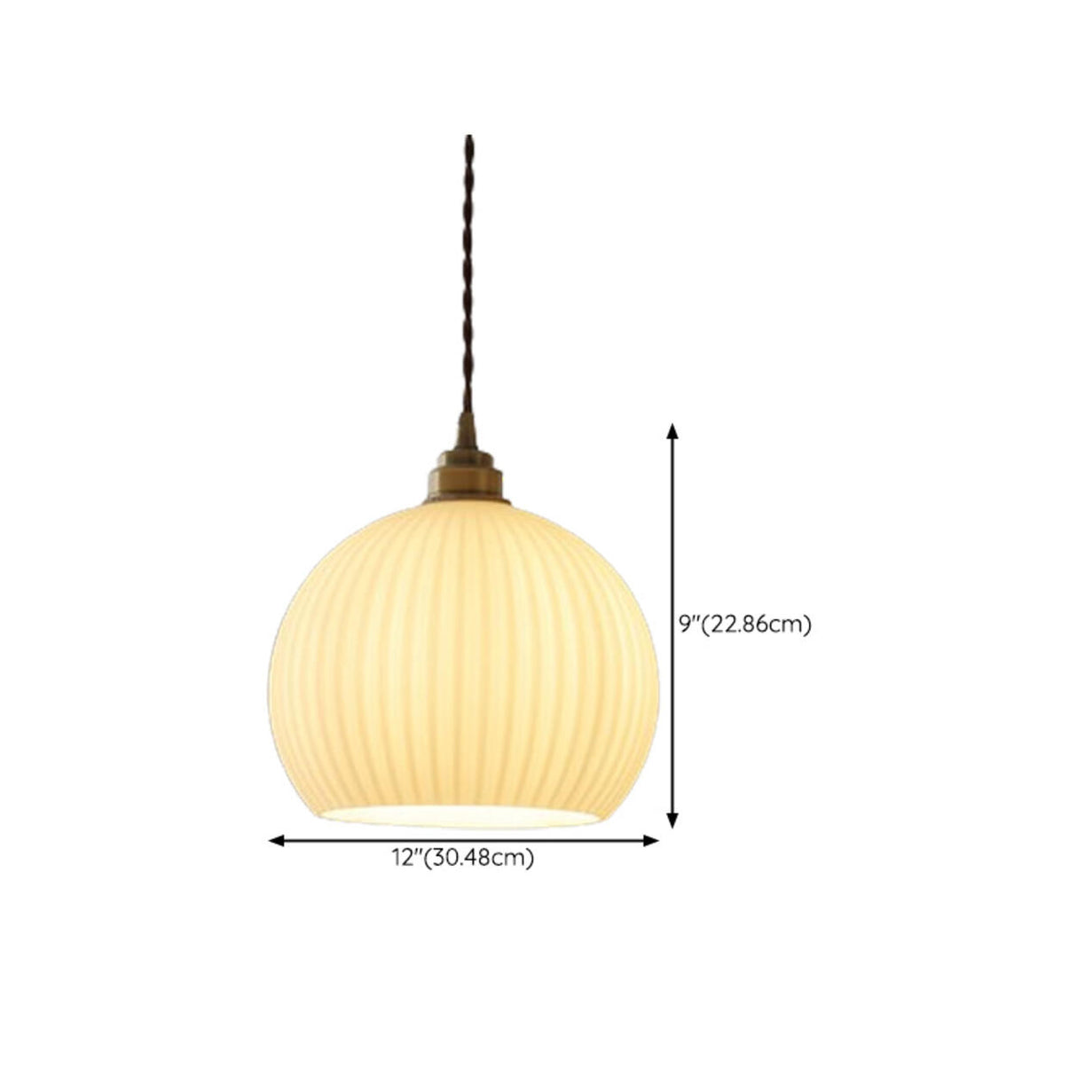 Minimalist Opal Ribbed Glass Globe Pendant Light Image - 8