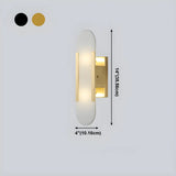 Minimalist Oval Marble Alabaster White Wall Sconce #size