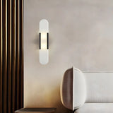 Minimalist Oval Marble Alabaster White Wall Sconce Image - 2