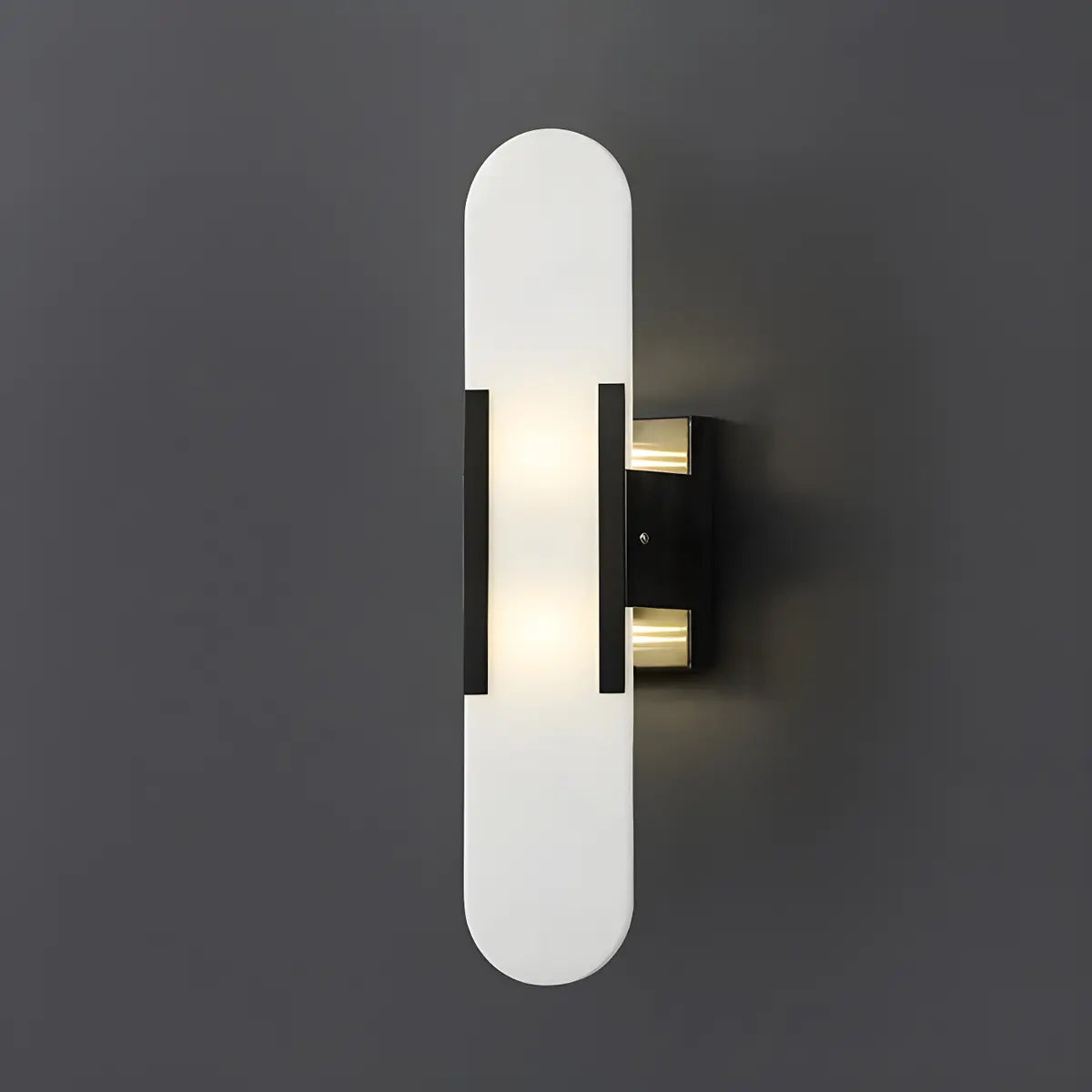 Minimalist Oval Marble Alabaster White Wall Sconce Image - 5