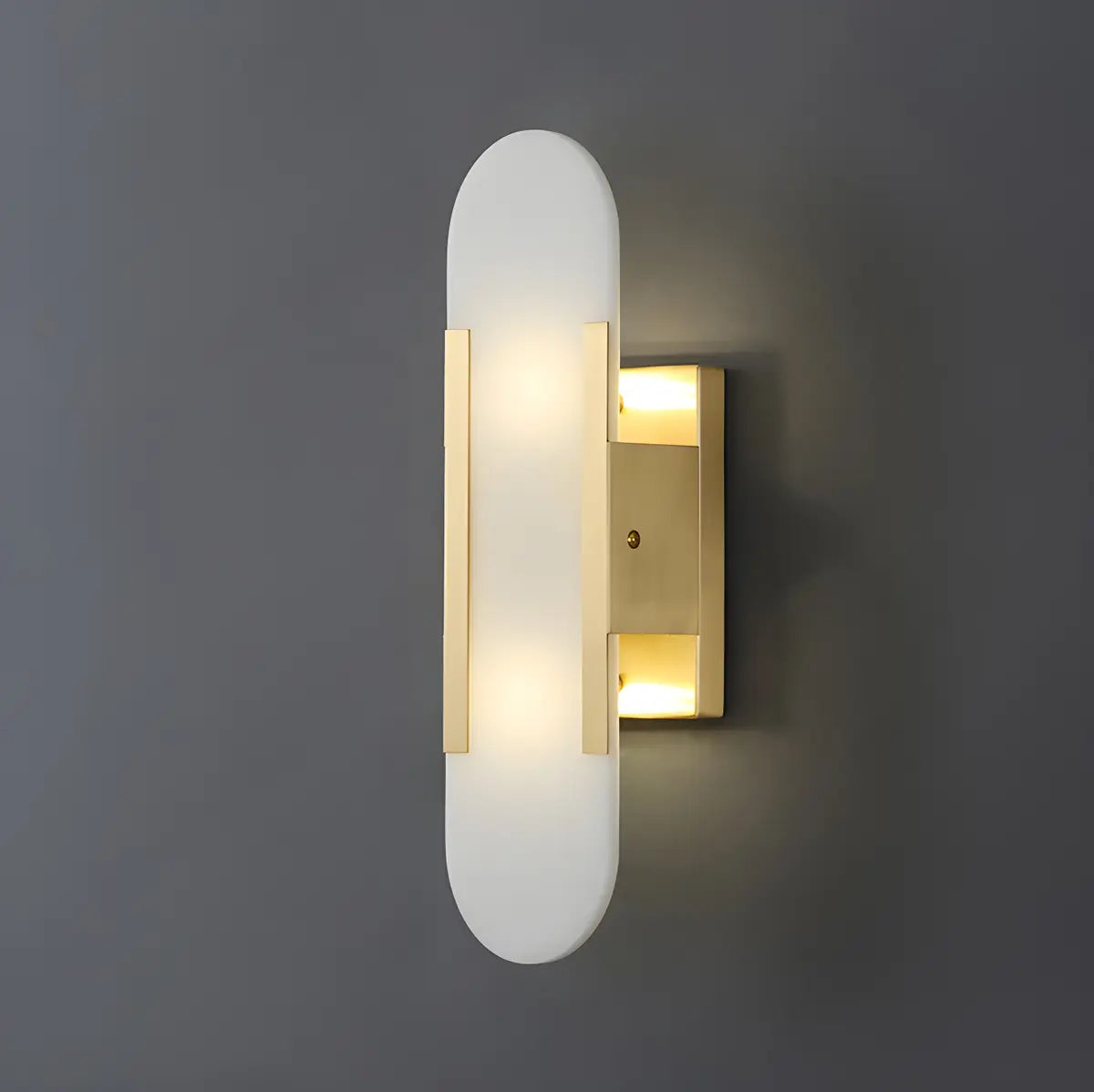 Minimalist Oval Marble Alabaster White Wall Sconce Image - 6