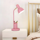 Minimalist Pink Bell Shade Metal Study Table Lamp Image - 1