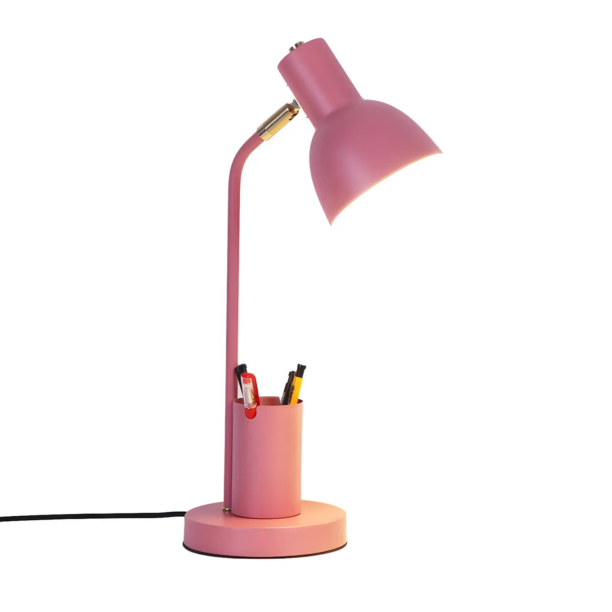 Minimalist Pink Bell Shade Metal Study Table Lamp Image - 9