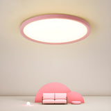 Minimalist Pink Circular LED Flush Mount Ceiling Light Image - 1