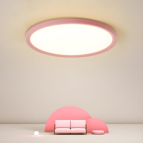 Minimalist Pink Circular LED Flush Mount Ceiling Light Image - 1