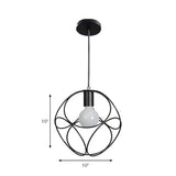 Minimalist Pink Metal Globe Wire Frame Bedroom Pendant Light Image - 4