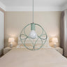 Minimalist Pink Metal Globe Wire Frame Bedroom Pendant Light Image - 6