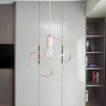 Minimalist Pink Metal Globe Wire Frame Bedroom Pendant Light Image - 8