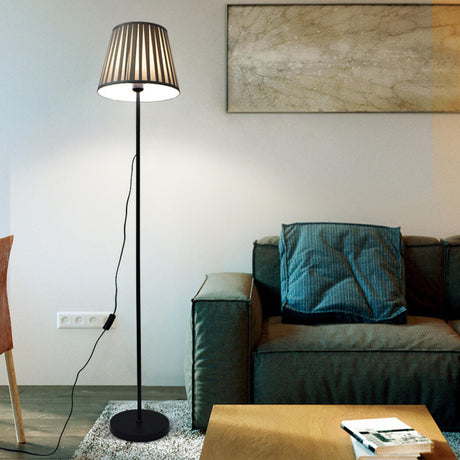 Minimalist Pleated Shade Metal Modern Floor Lamp Image - 2