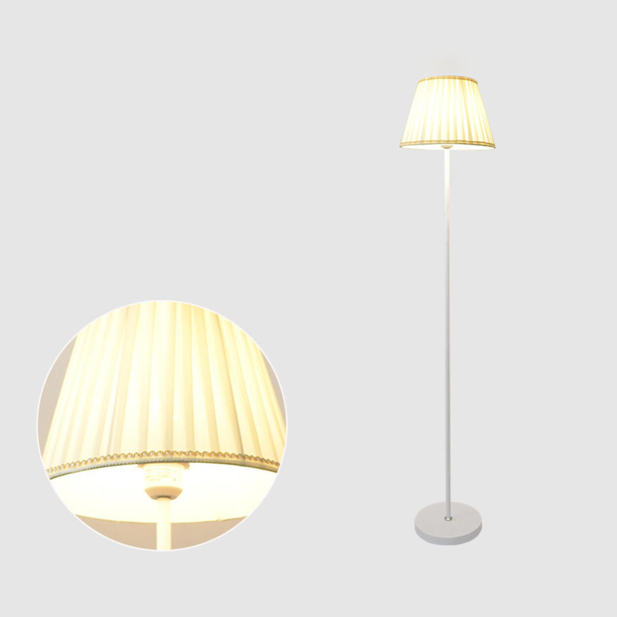 Minimalist Pleated Shade Metal Modern Floor Lamp Image - 7