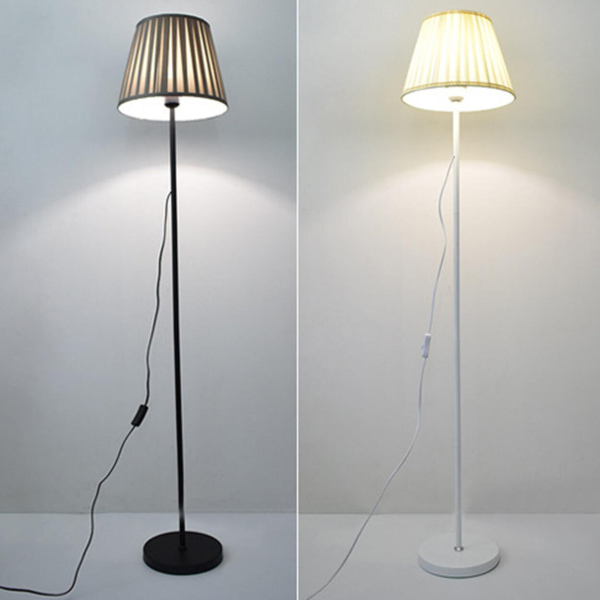 Minimalist Pleated Shade Metal Modern Floor Lamp Image - 8