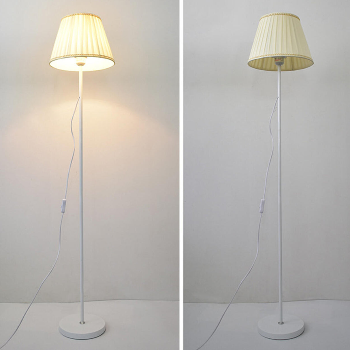 Minimalist Pleated Shade Metal Modern Floor Lamp Image - 9